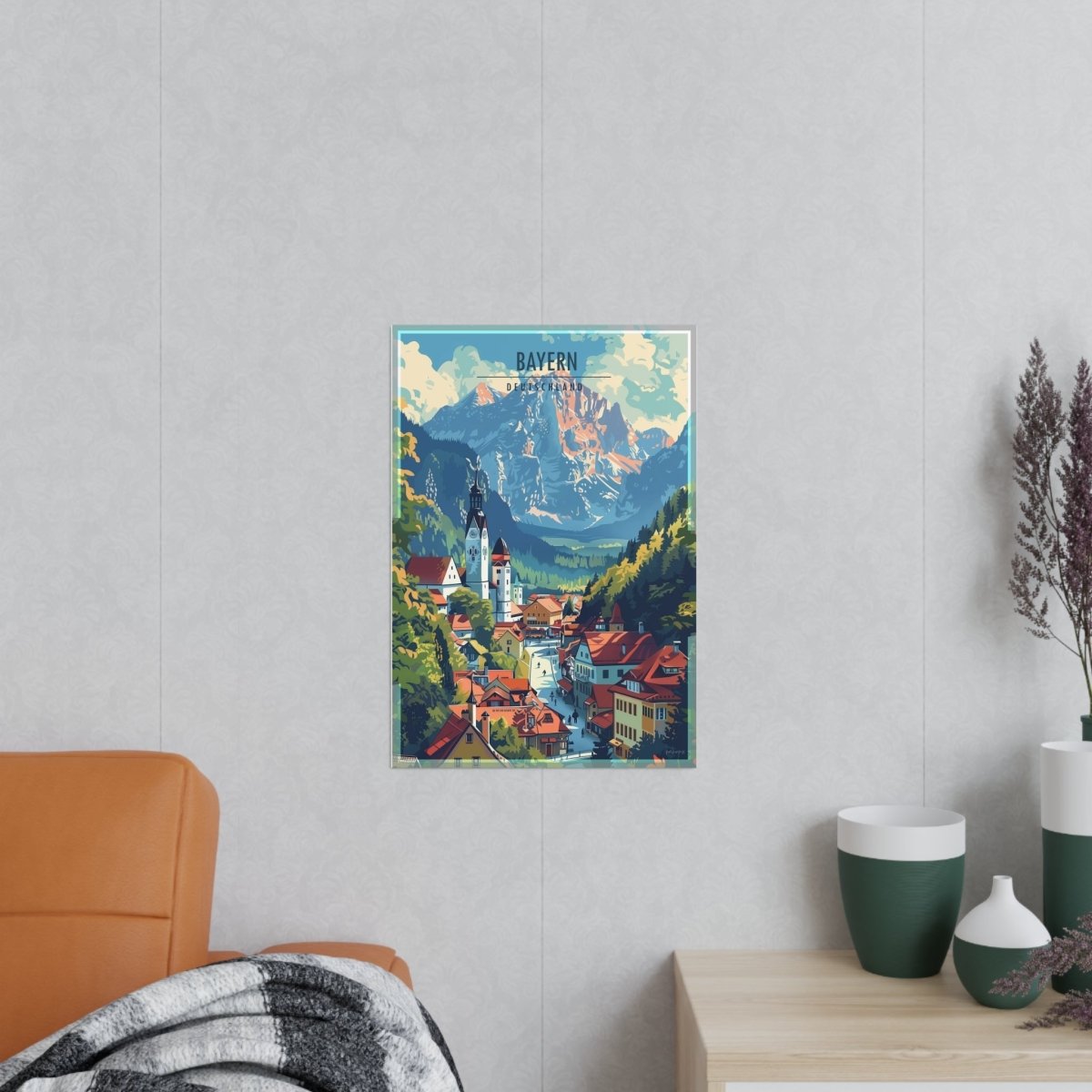 Bayern Poster – Majestätische Alpen und malerische Architektur - Poster bei HappyHugPixels