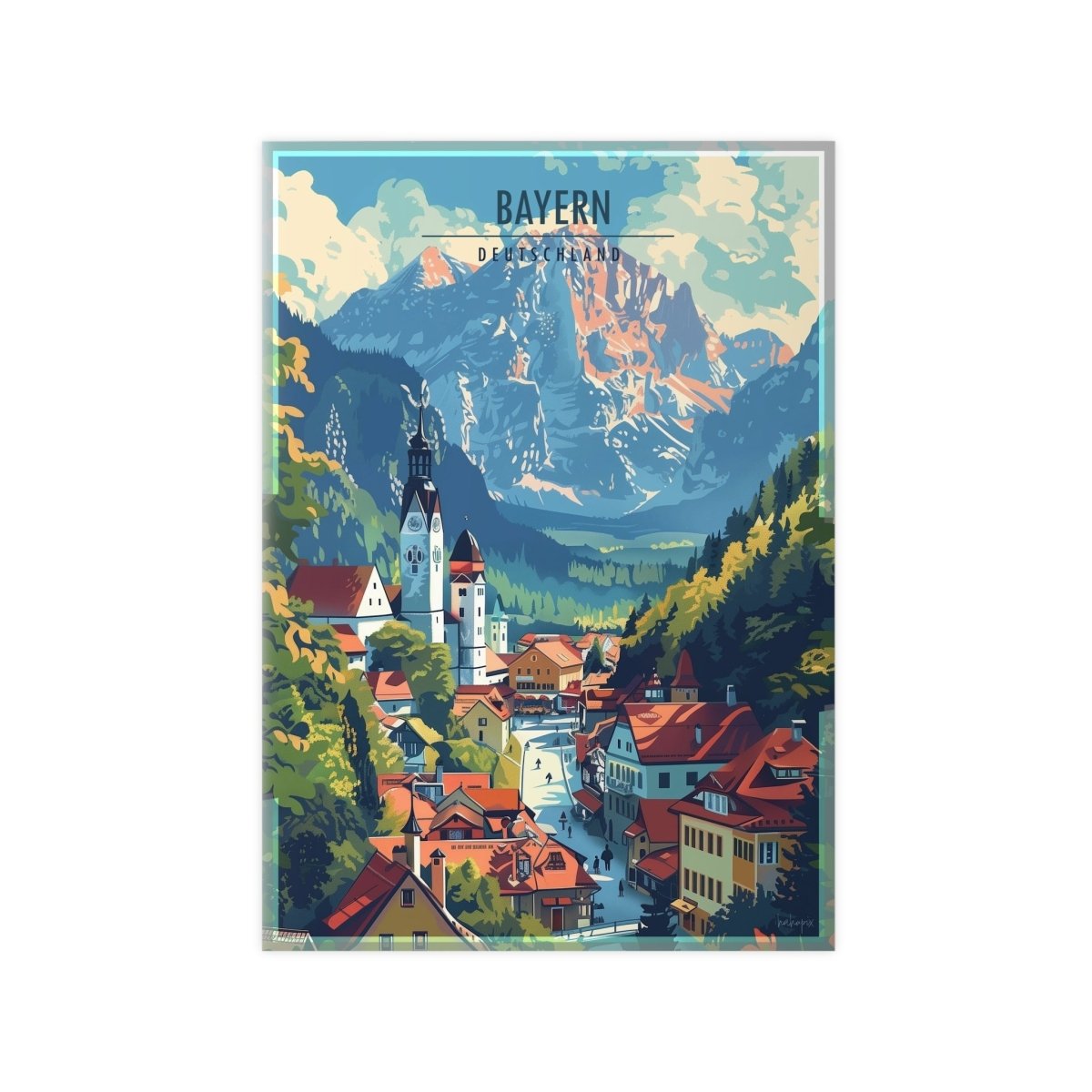 Bayern Poster – Majestätische Alpen und malerische Architektur - Poster bei HappyHugPixels