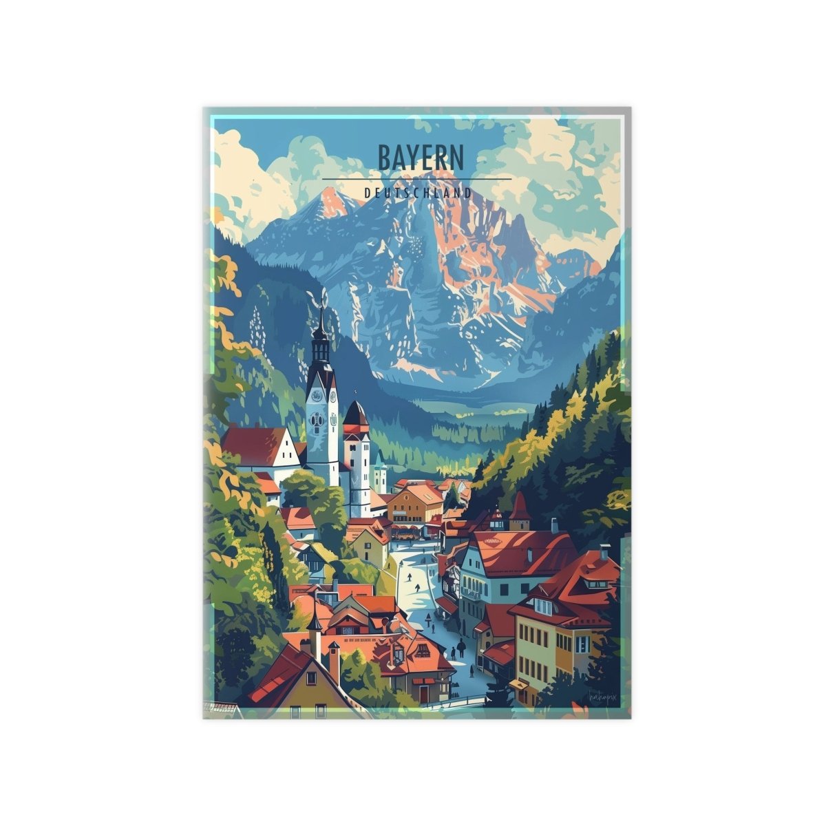 Bayern Poster – Majestätische Alpen und malerische Architektur - Poster bei HappyHugPixels