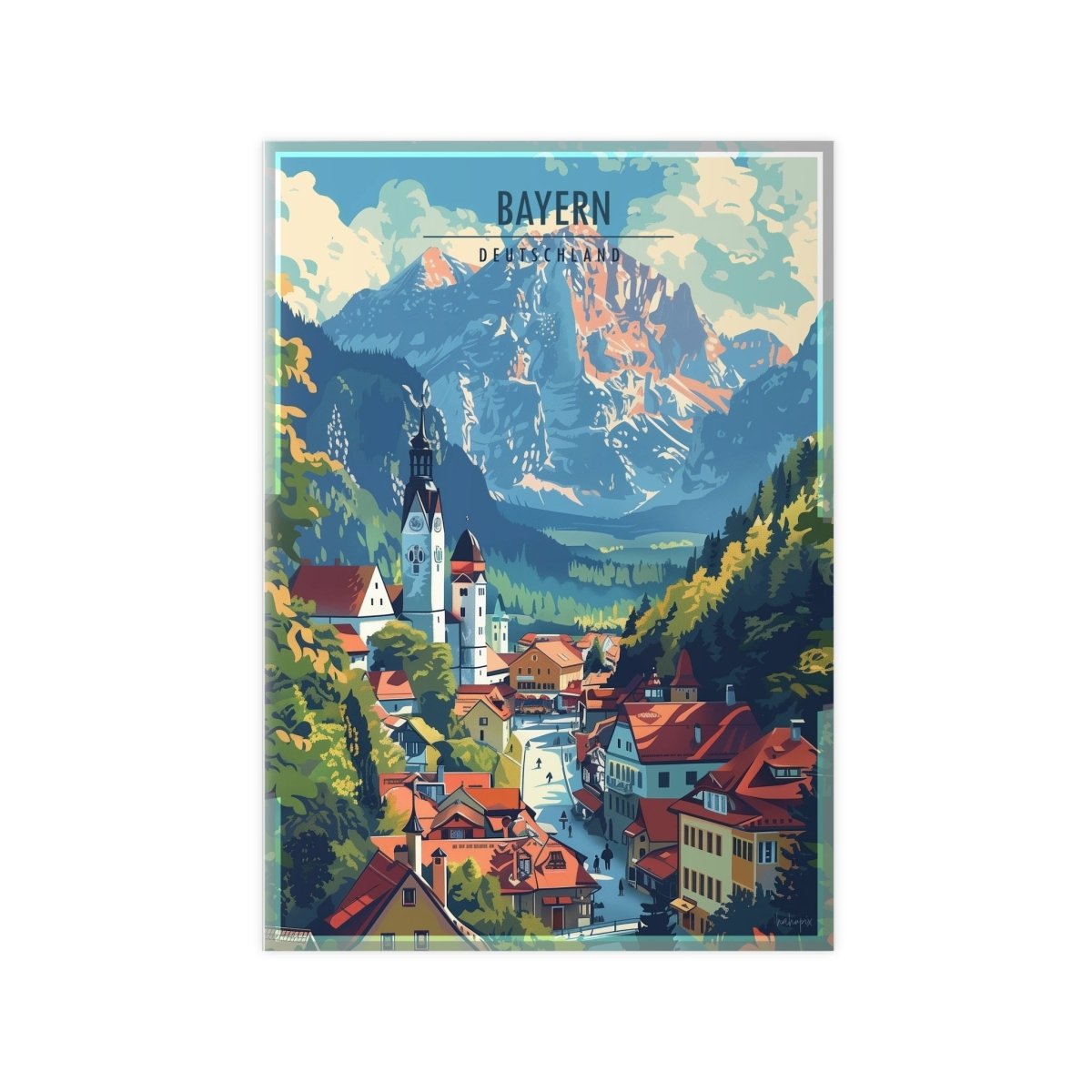 Bayern Poster – Majestätische Alpen und malerische Architektur - Poster bei HappyHugPixels