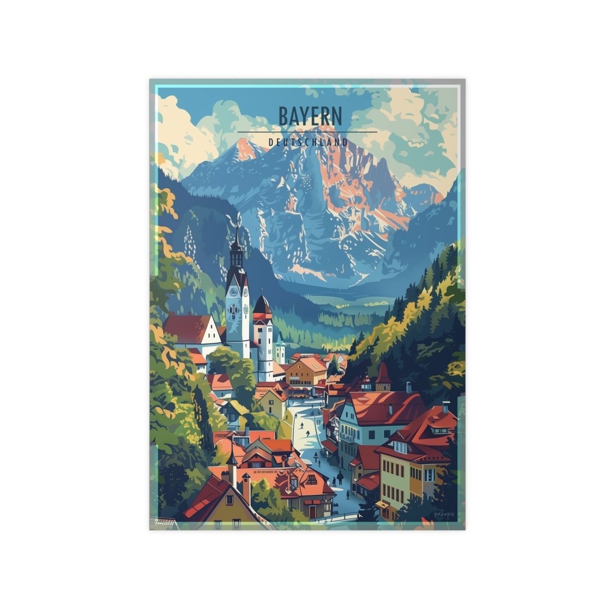 Bayern Poster – Majestätische Alpen und malerische Architektur - Poster bei HappyHugPixels