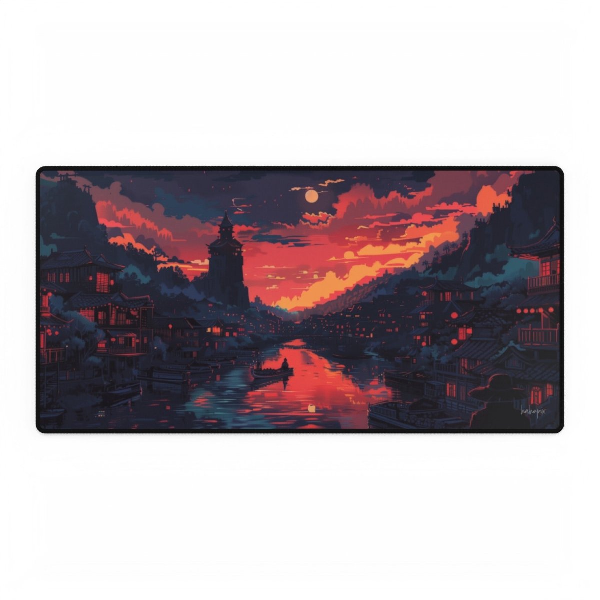 Japan Oriental Sunset XXL Gaming Mauspad - Idyllische Illustration - Mauspad bei HappyHugPixels