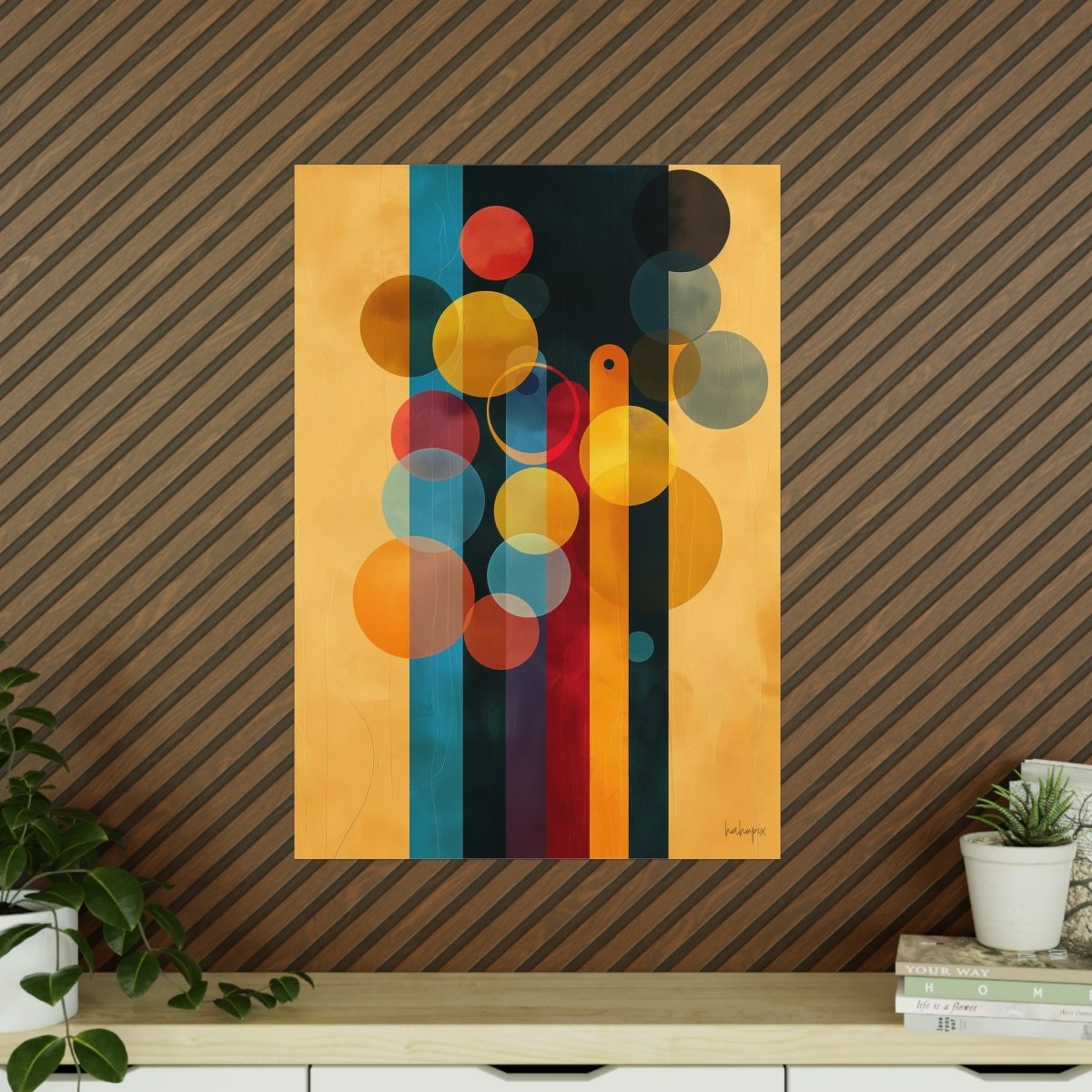 Kaleidoskop der Moderne Kunstposter - Farbenfrohes Kreise und Linien - Poster bei HappyHugPixels