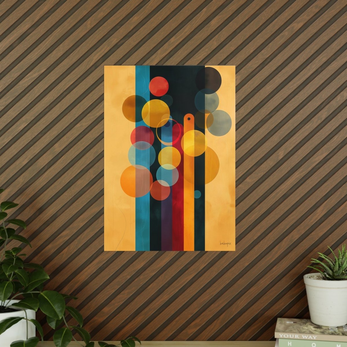 Kaleidoskop der Moderne Kunstposter - Farbenfrohes Kreise und Linien - Poster bei HappyHugPixels