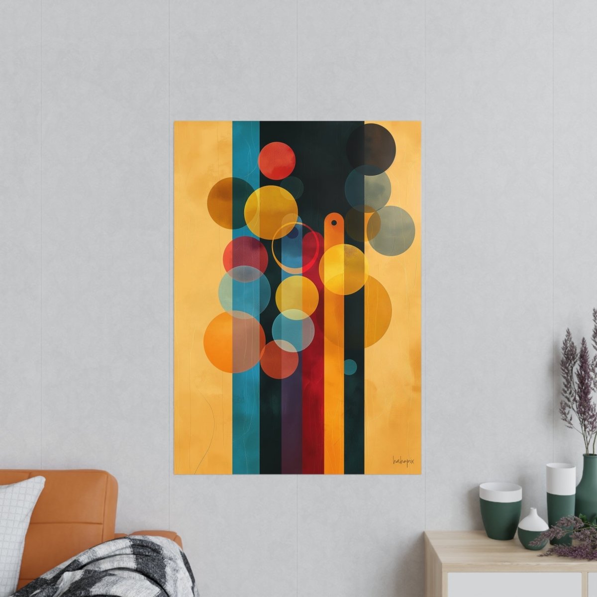 Kaleidoskop der Moderne Kunstposter - Farbenfrohes Kreise und Linien - Poster bei HappyHugPixels