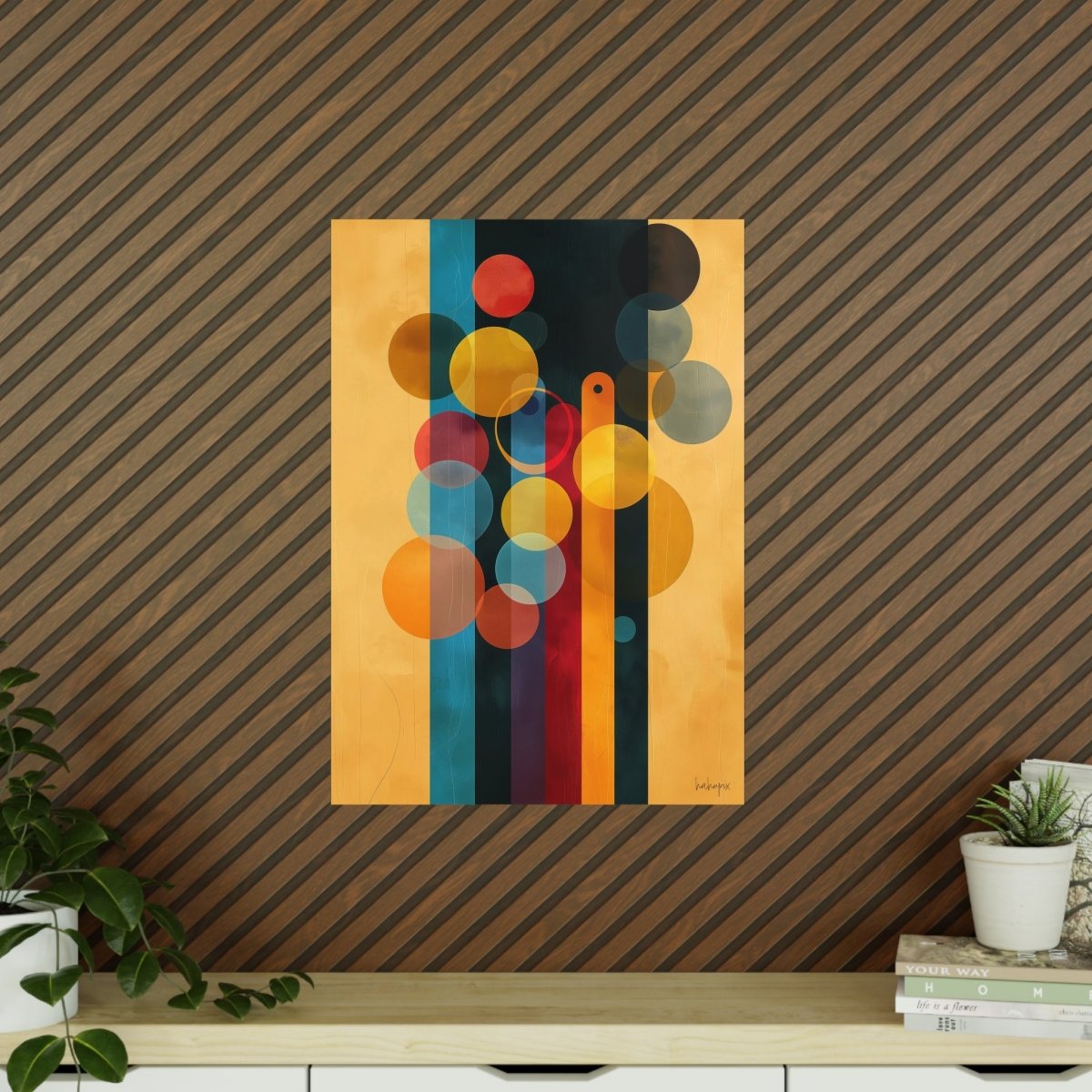 Kaleidoskop der Moderne Kunstposter - Farbenfrohes Kreise und Linien - Poster bei HappyHugPixels