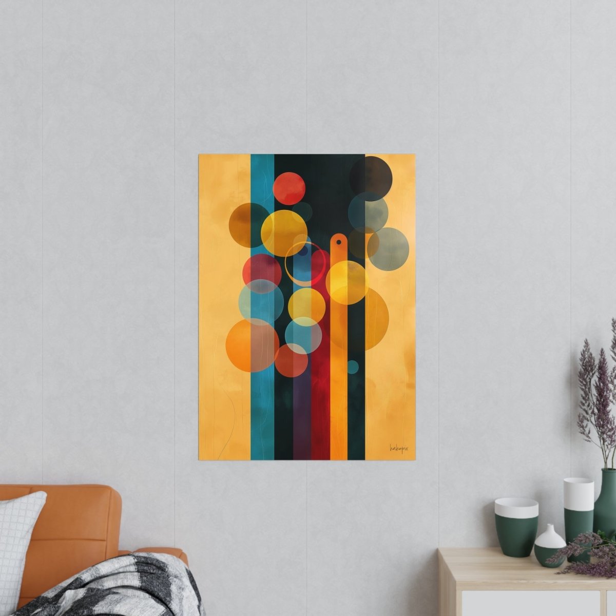 Kaleidoskop der Moderne Kunstposter - Farbenfrohes Kreise und Linien - Poster bei HappyHugPixels