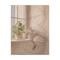 Katze Sonnenlicht Leinwand - Harmonie des Minimalismus Line Draw - Canvas bei HappyHugPixels