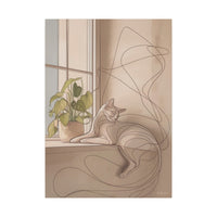 Katze Sonnenlicht Leinwand - Harmonie des Minimalismus Line Draw - Canvas bei HappyHugPixels