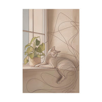 Katze Sonnenlicht Leinwand - Harmonie des Minimalismus Line Draw - Canvas bei HappyHugPixels