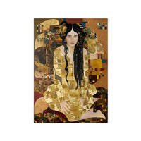 Klimt inspiriertes Jugendstil Frauen Porträt Poster in Gold - Poster bei HappyHugPixels