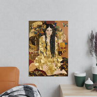 Klimt inspiriertes Jugendstil Frauen Porträt Poster in Gold - Poster bei HappyHugPixels