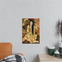 Klimt inspiriertes Jugendstil Frauen Porträt Poster in Gold - Poster bei HappyHugPixels