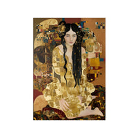 Klimt inspiriertes Jugendstil Frauen Porträt Poster in Gold - Poster bei HappyHugPixels