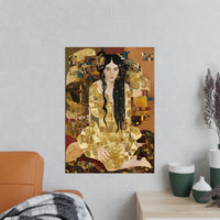 Klimt inspiriertes Jugendstil Frauen Porträt Poster in Gold - Poster bei HappyHugPixels