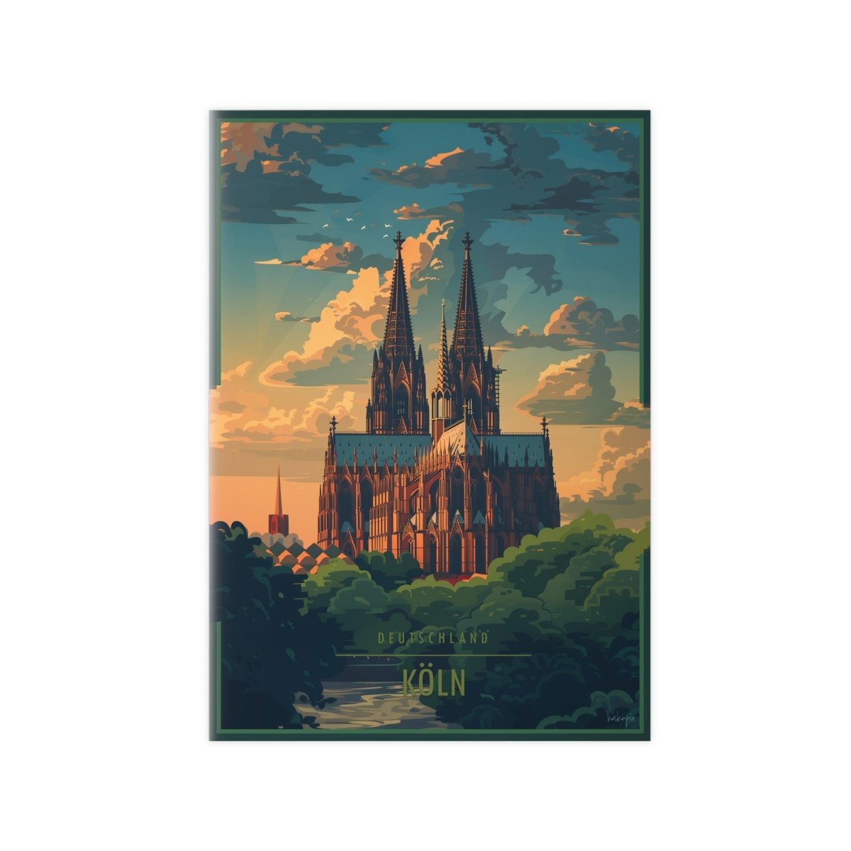 Kölner Dom - Stilvolles Reiseposter des Wahrzeichens - Poster bei HappyHugPixels