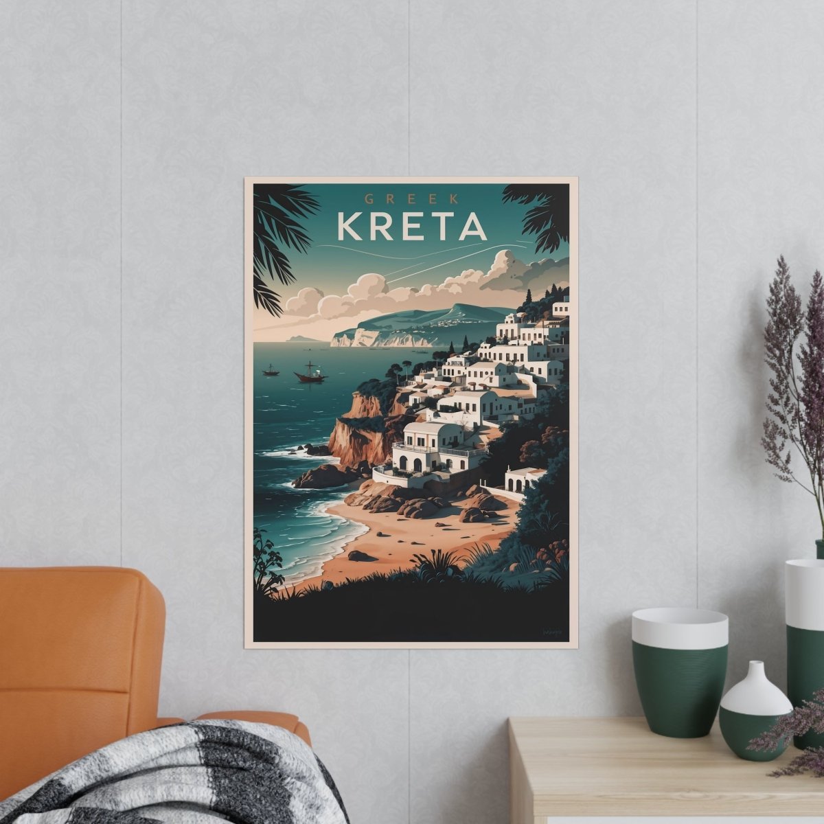 Kreta Travelposter - Vintage Reiseposter Griechische Insel - Poster bei HappyHugPixels