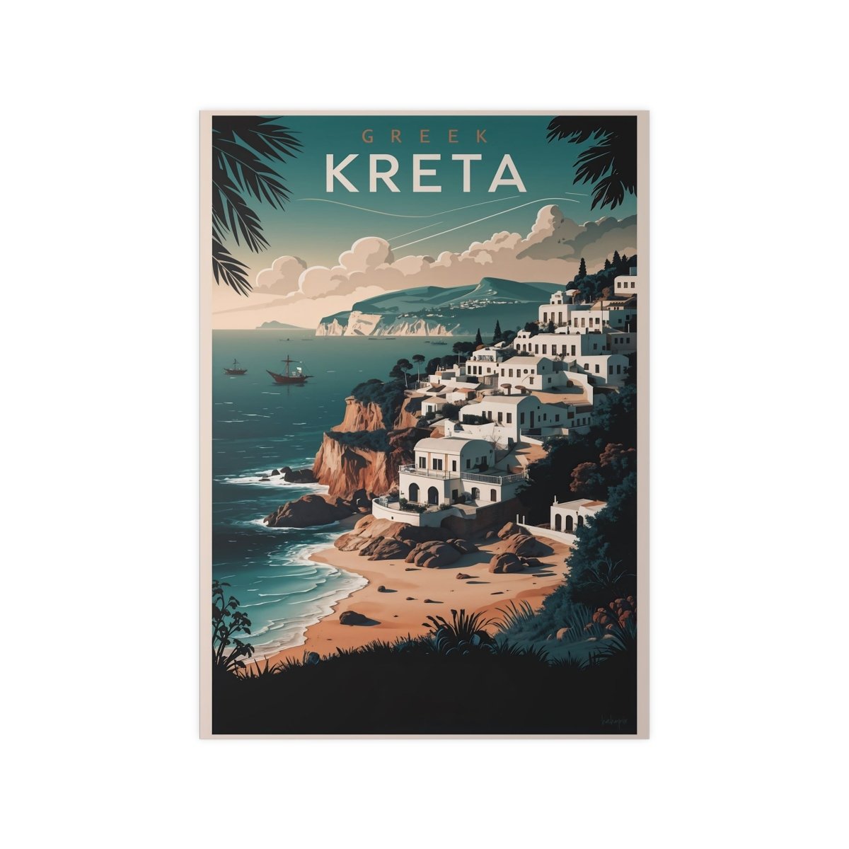 Kreta Travelposter - Vintage Reiseposter Griechische Insel - Poster bei HappyHugPixels