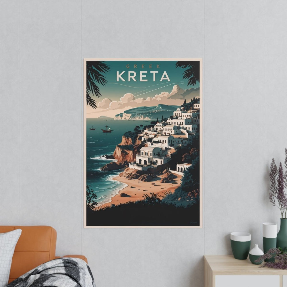 Kreta Travelposter - Vintage Reiseposter Griechische Insel - Poster bei HappyHugPixels