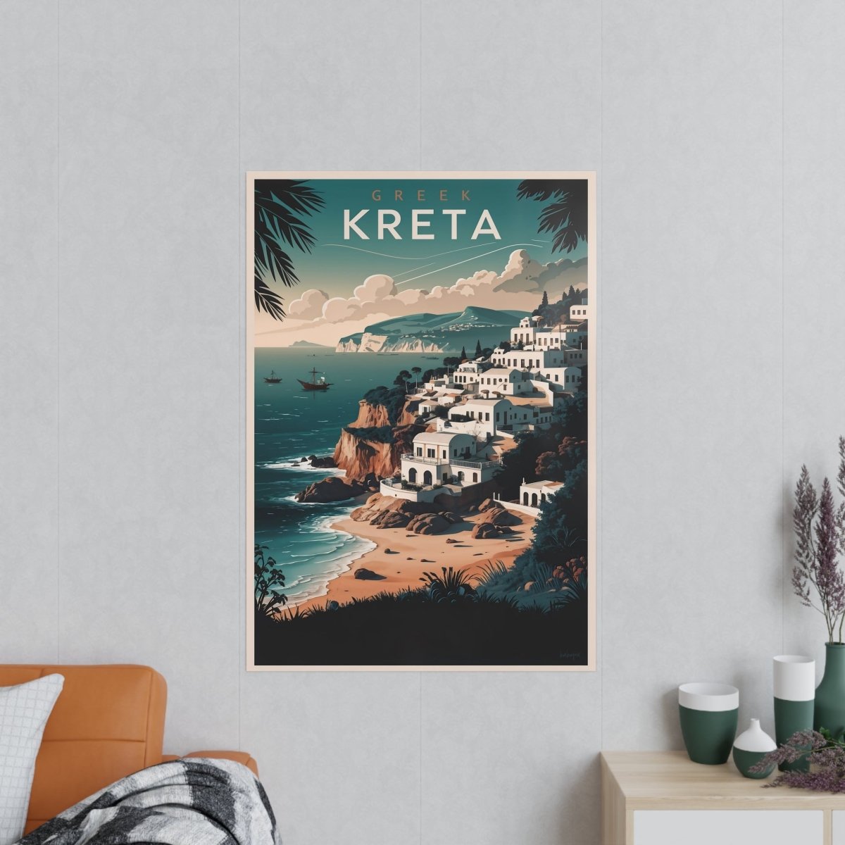 Kreta Travelposter - Vintage Reiseposter Griechische Insel - Poster bei HappyHugPixels