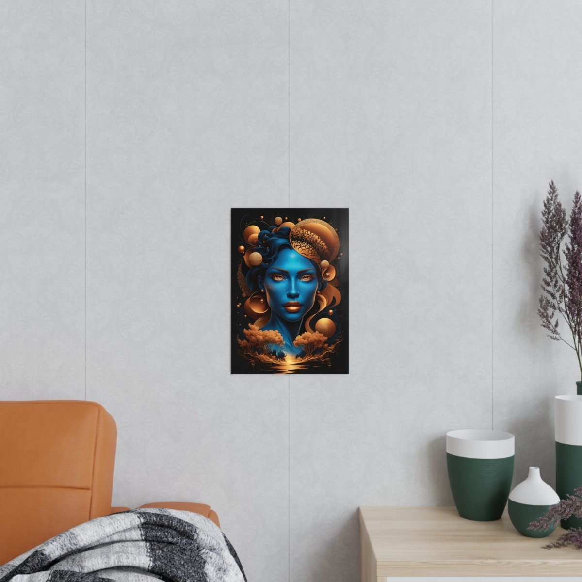 Kunstposter Blaues Gesicht – Surrealistische Kunst - Poster bei HappyHugPixels