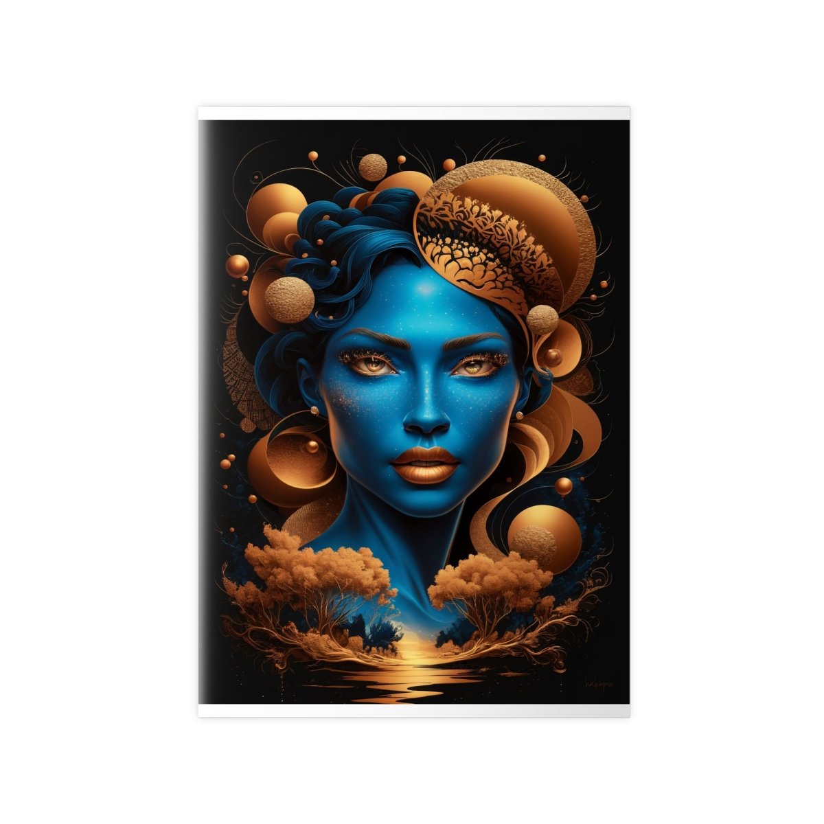 Kunstposter Blaues Gesicht – Surrealistische Kunst - Poster bei HappyHugPixels