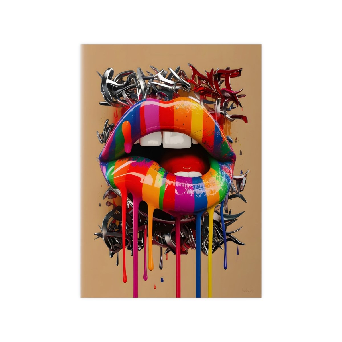 Kunstposter Bunte Lippen – Modernes Grafikkunstwerk - Poster bei HappyHugPixels