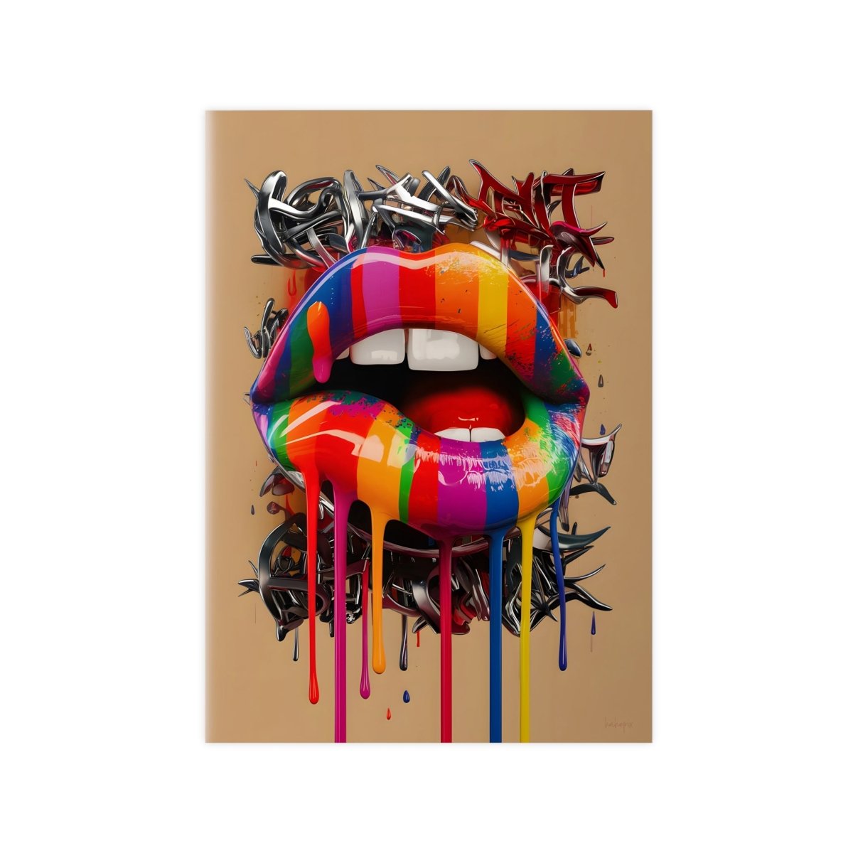 Kunstposter Bunte Lippen – Modernes Grafikkunstwerk - Poster bei HappyHugPixels