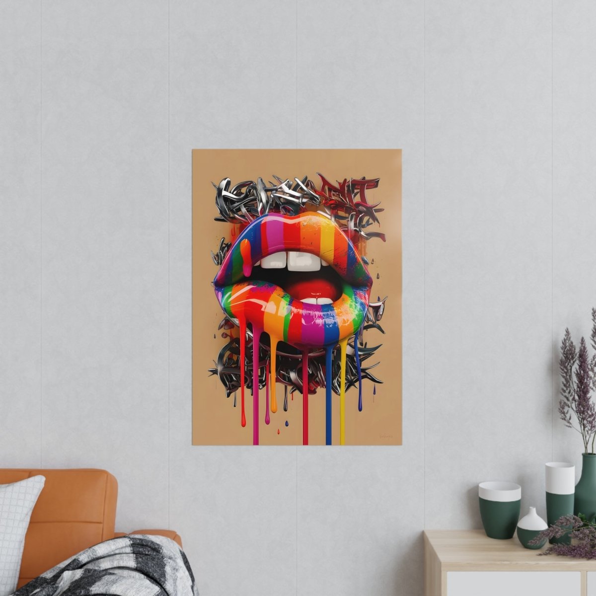 Kunstposter Bunte Lippen – Modernes Grafikkunstwerk - Poster bei HappyHugPixels