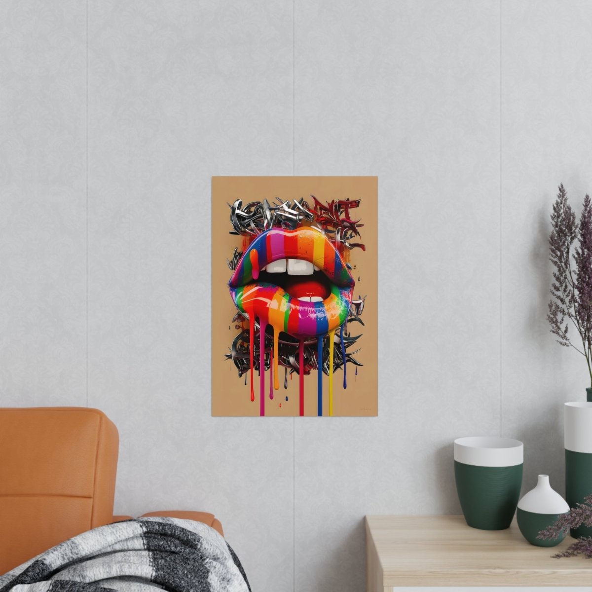 Kunstposter Bunte Lippen – Modernes Grafikkunstwerk - Poster bei HappyHugPixels