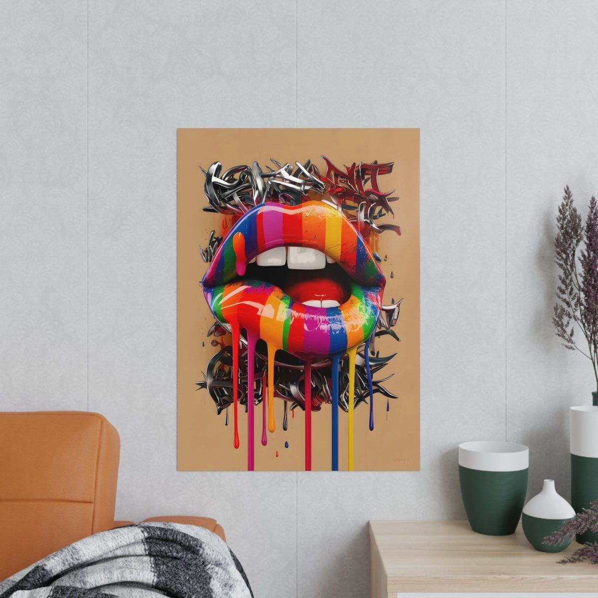 Kunstposter Bunte Lippen – Modernes Grafikkunstwerk - Poster bei HappyHugPixels