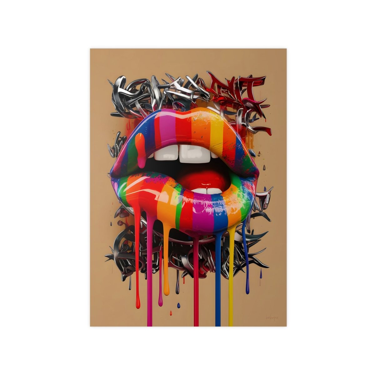 Kunstposter Bunte Lippen – Modernes Grafikkunstwerk - Poster bei HappyHugPixels