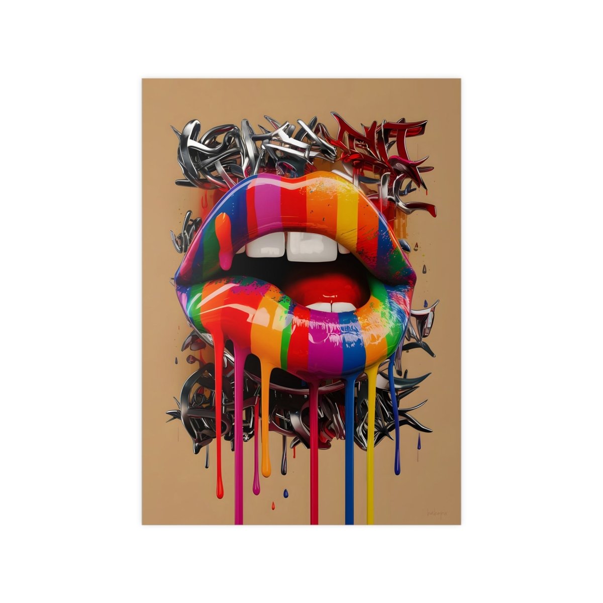 Kunstposter Bunte Lippen – Modernes Grafikkunstwerk - Poster bei HappyHugPixels