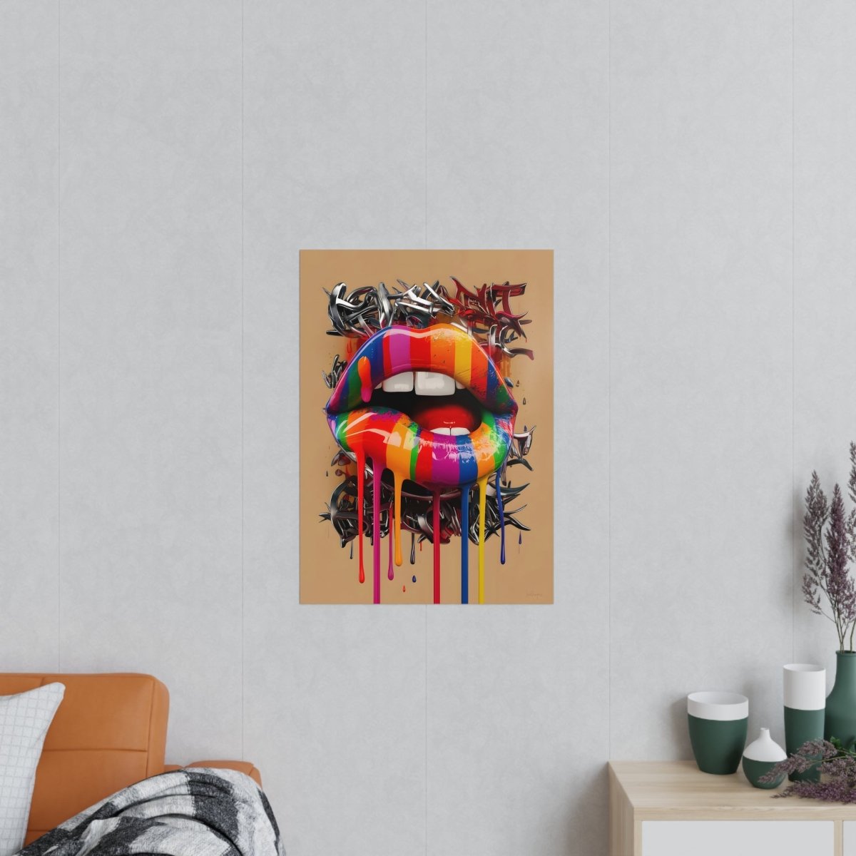 Kunstposter Bunte Lippen – Modernes Grafikkunstwerk - Poster bei HappyHugPixels