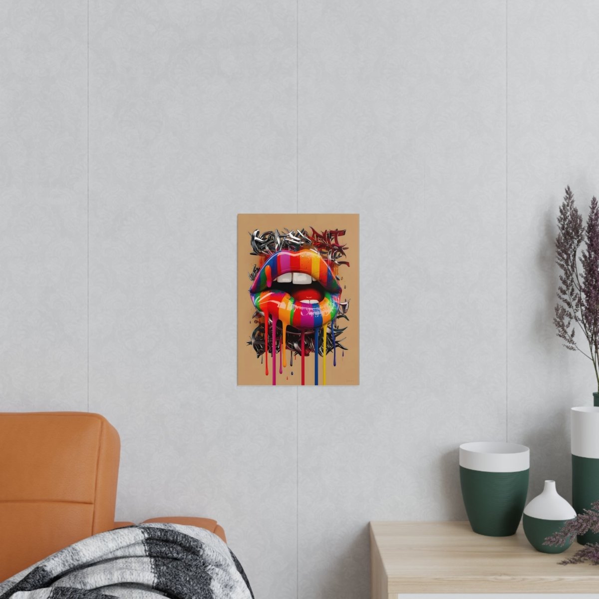 Kunstposter Bunte Lippen – Modernes Grafikkunstwerk - Poster bei HappyHugPixels