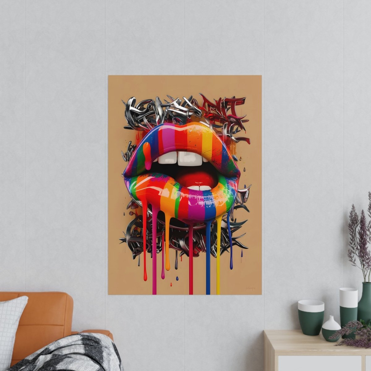 Kunstposter Bunte Lippen – Modernes Grafikkunstwerk - Poster bei HappyHugPixels