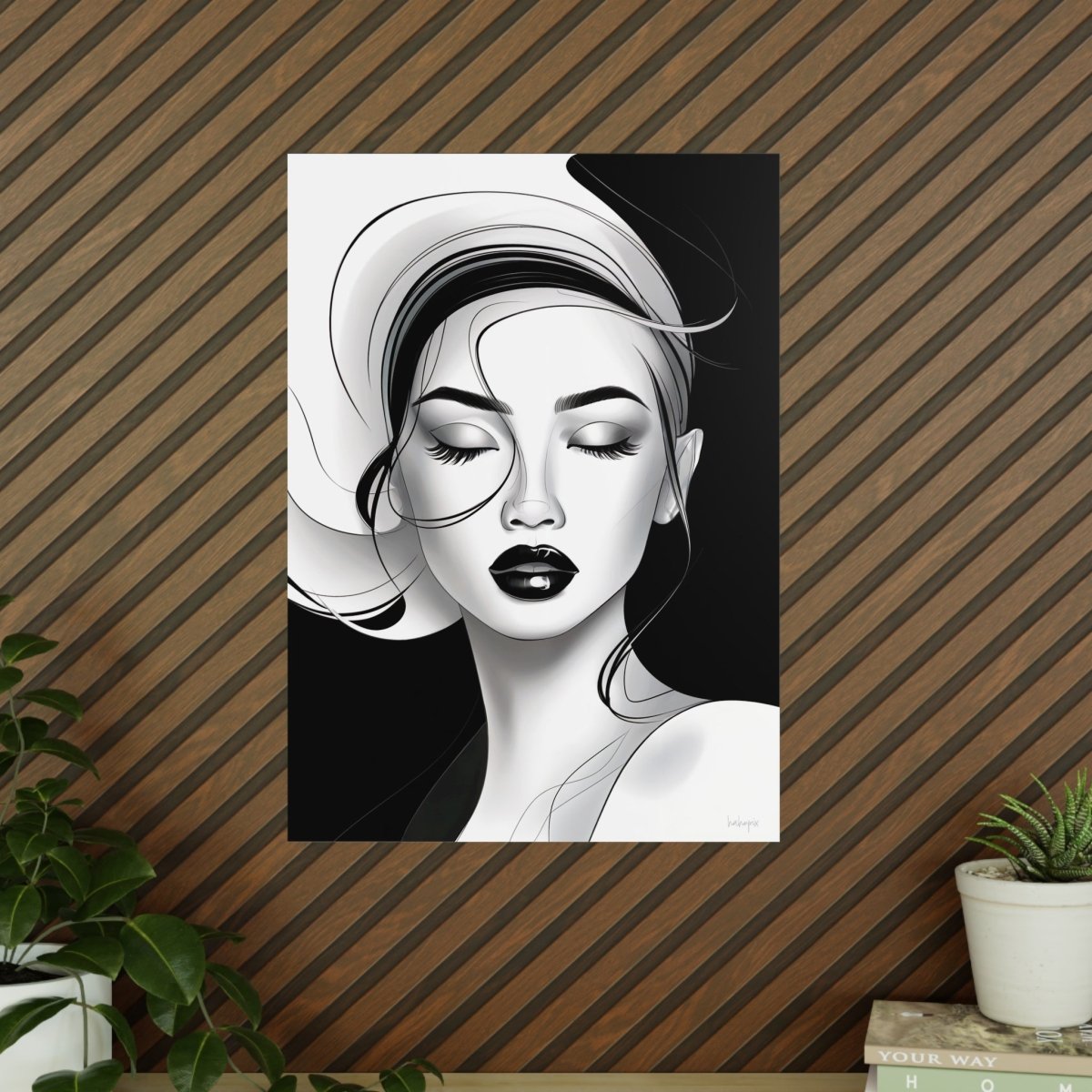 Kunstposter Frau - Stilvolles Monochromes Design - Poster bei HappyHugPixels