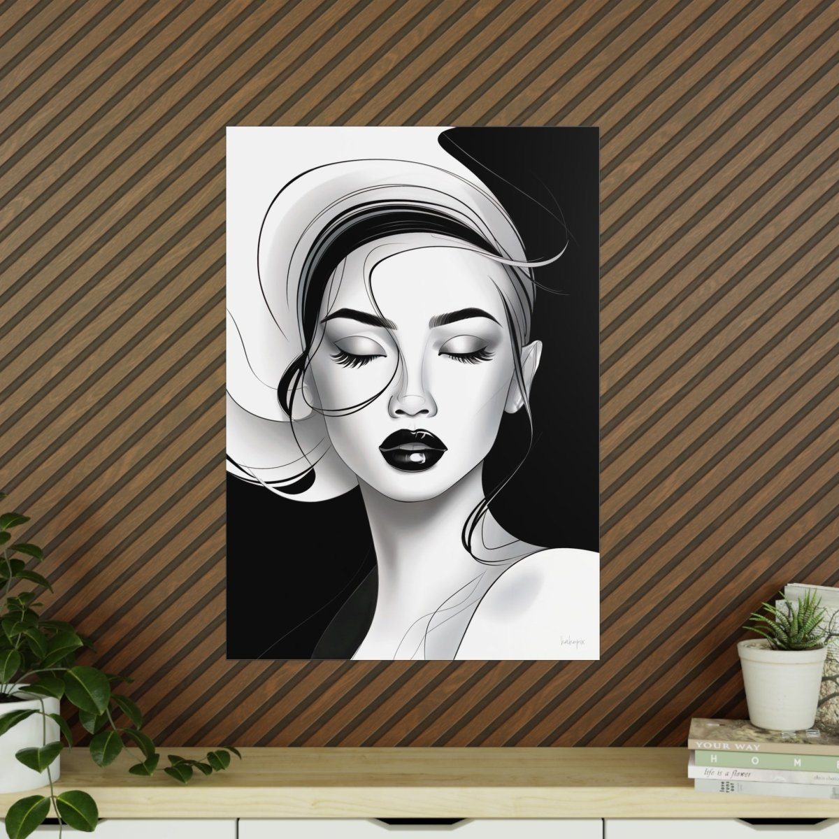 Kunstposter Frau - Stilvolles Monochromes Design - Poster bei HappyHugPixels