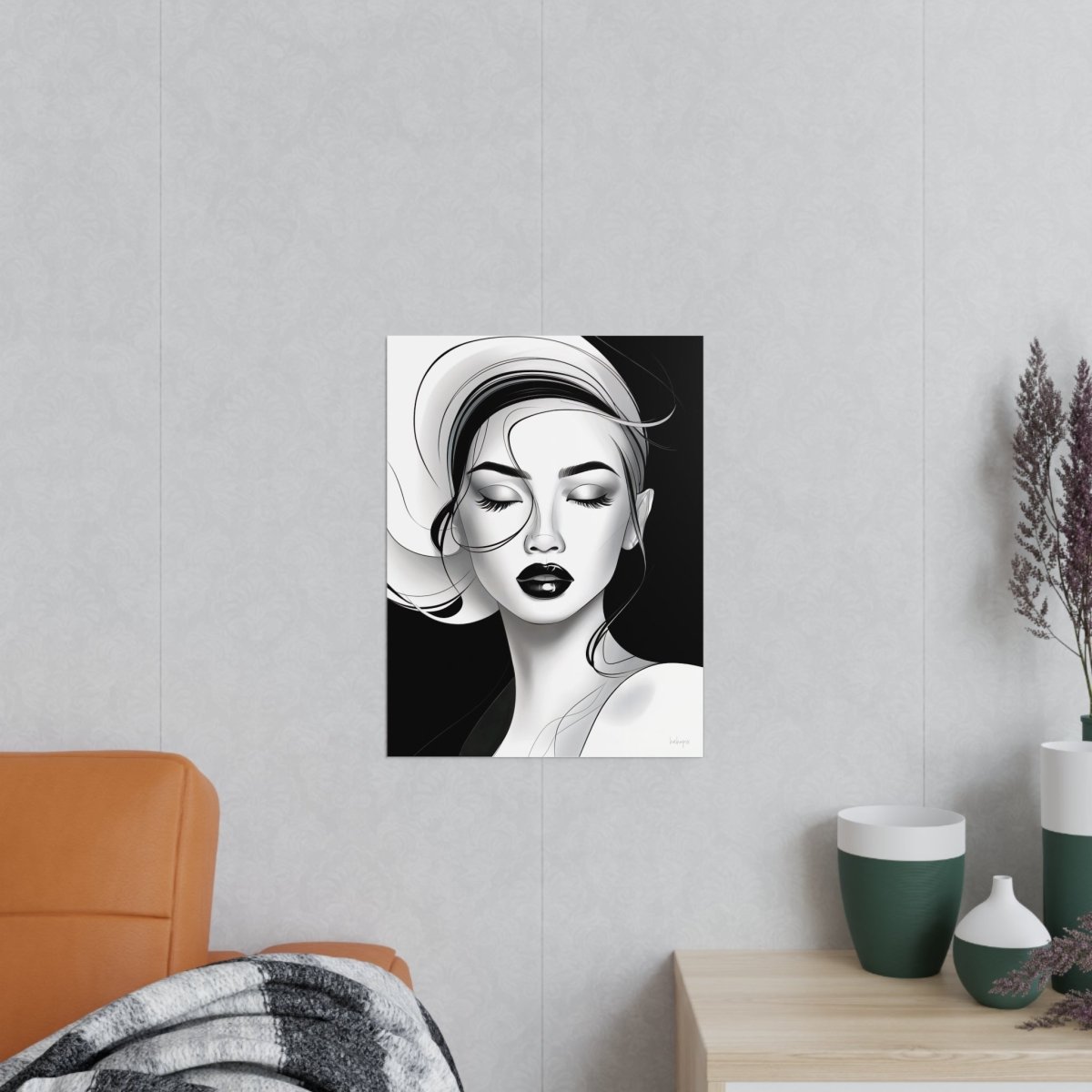 Kunstposter Frau - Stilvolles Monochromes Design - Poster bei HappyHugPixels