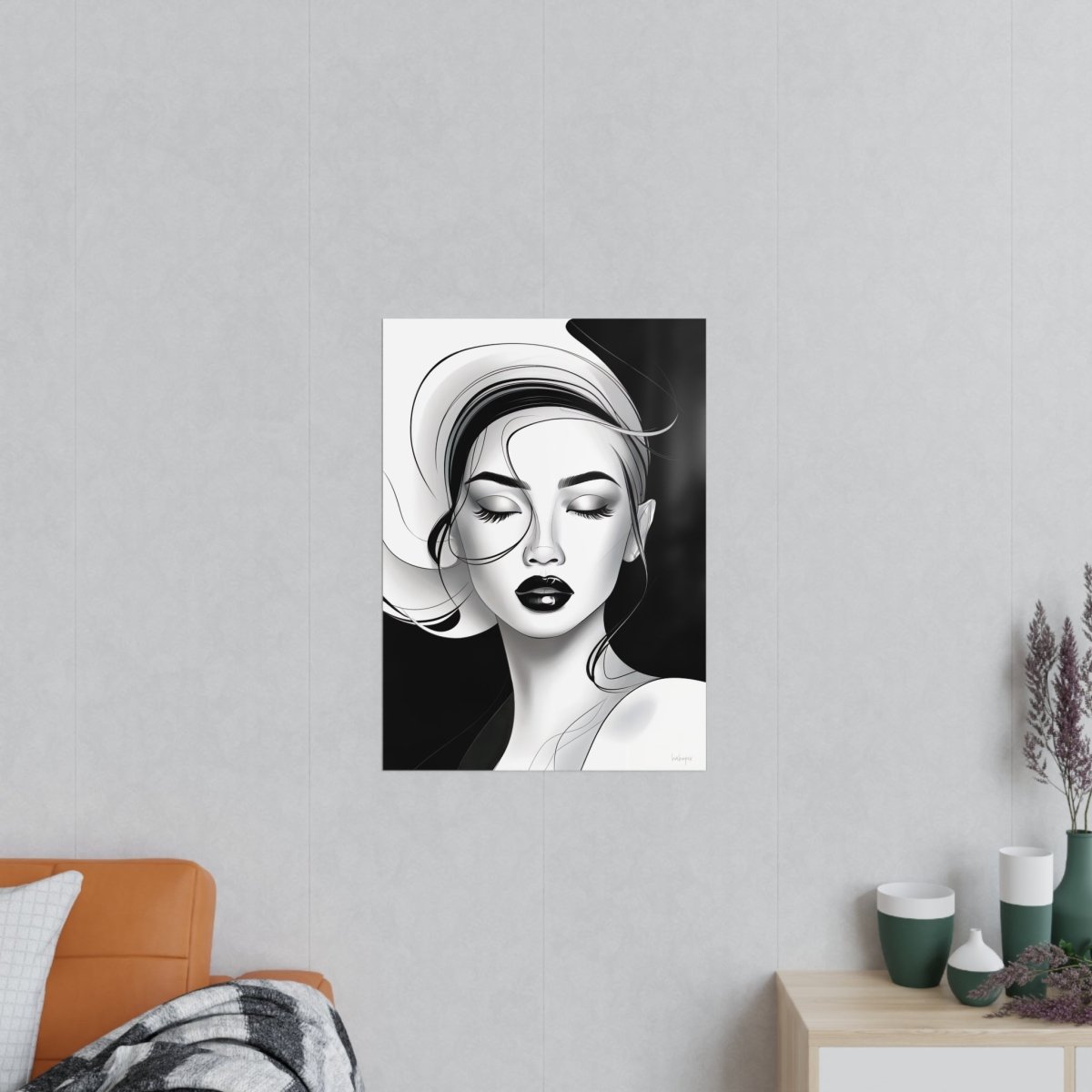 Kunstposter Frau - Stilvolles Monochromes Design - Poster bei HappyHugPixels