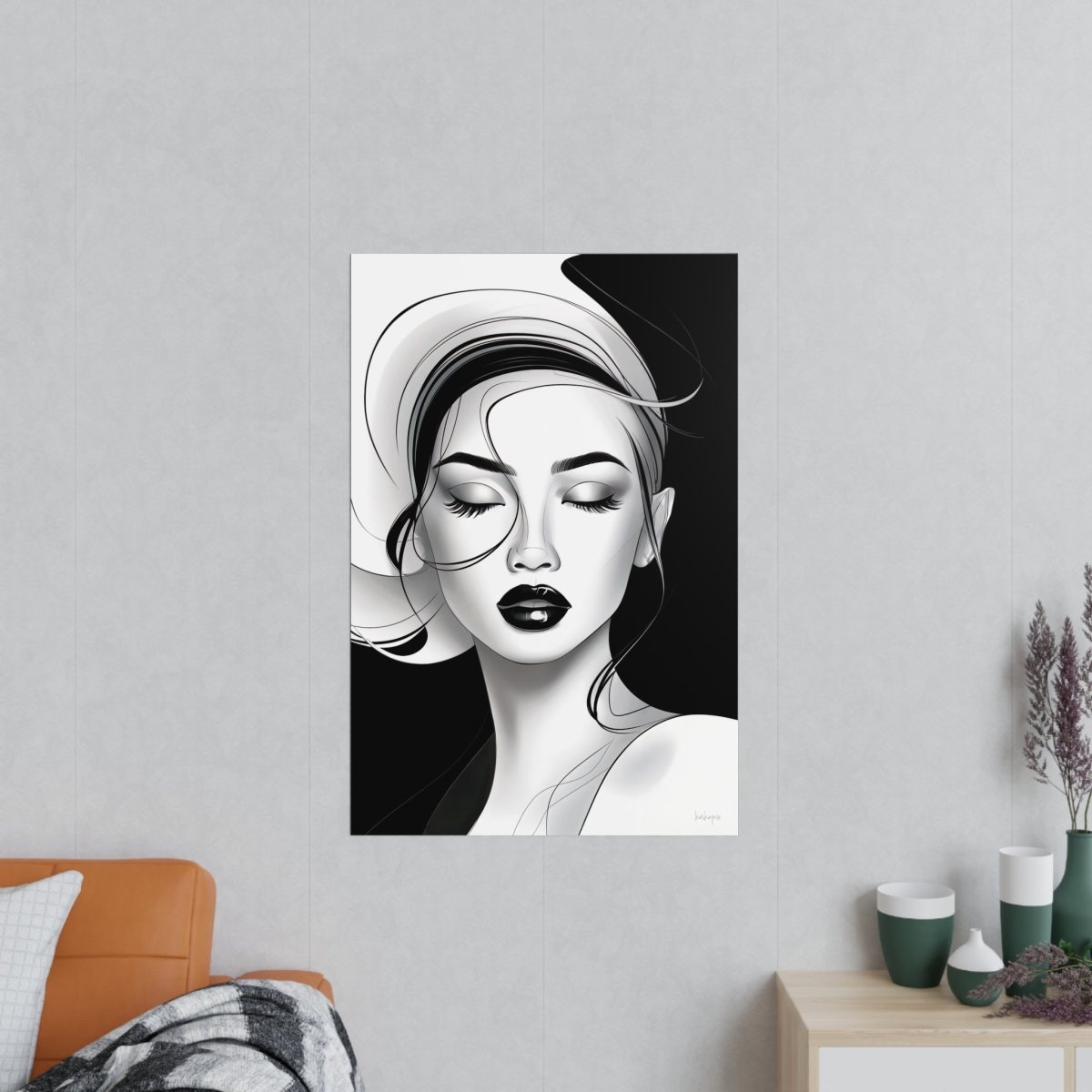 Kunstposter Frau - Stilvolles Monochromes Design - Poster bei HappyHugPixels