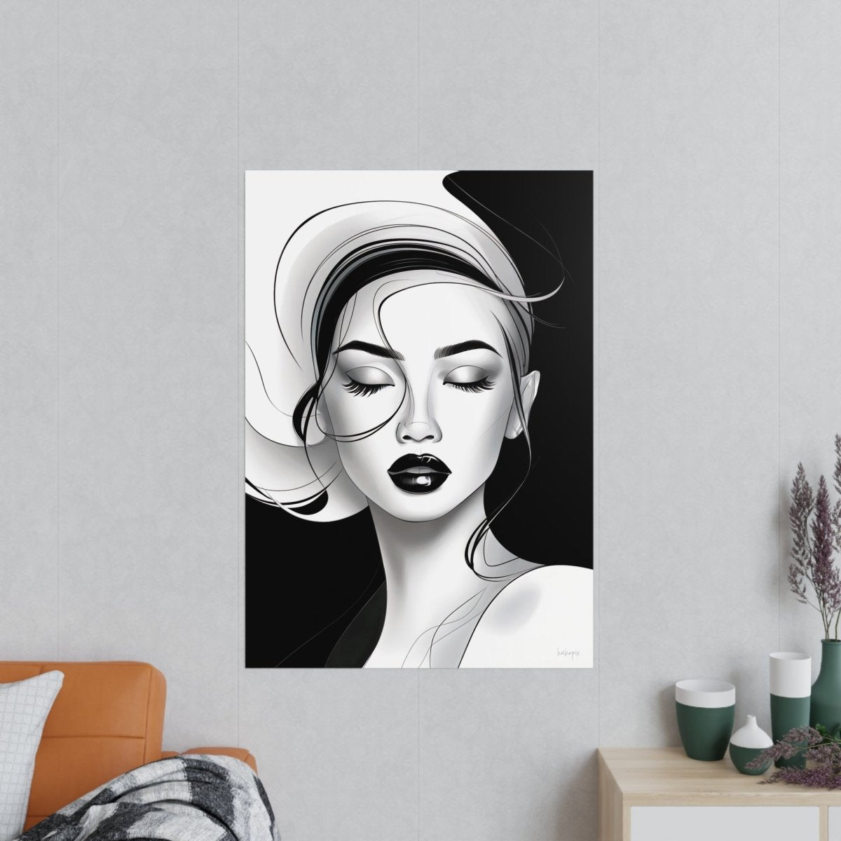 Kunstposter Frau - Stilvolles Monochromes Design - Poster bei HappyHugPixels