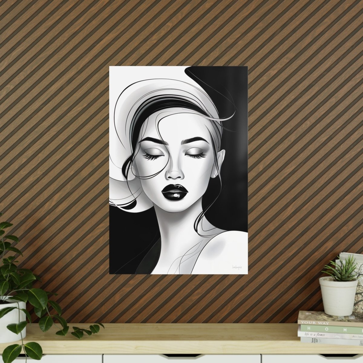 Kunstposter Frau - Stilvolles Monochromes Design - Poster bei HappyHugPixels