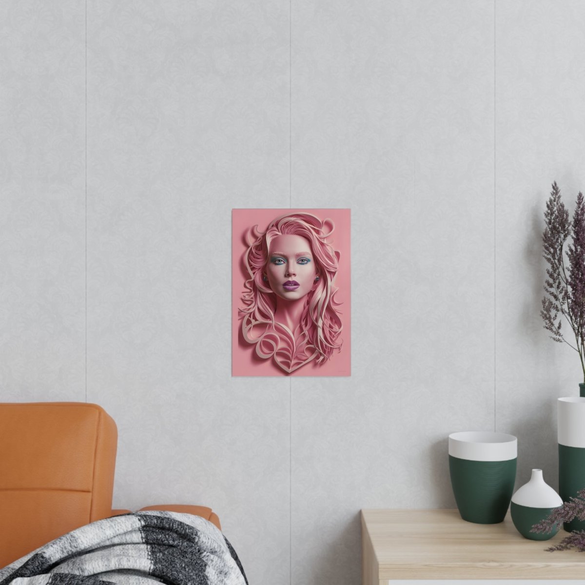 Kunstposter Rosa Schönheit – Modernes Porträt - Poster bei HappyHugPixels