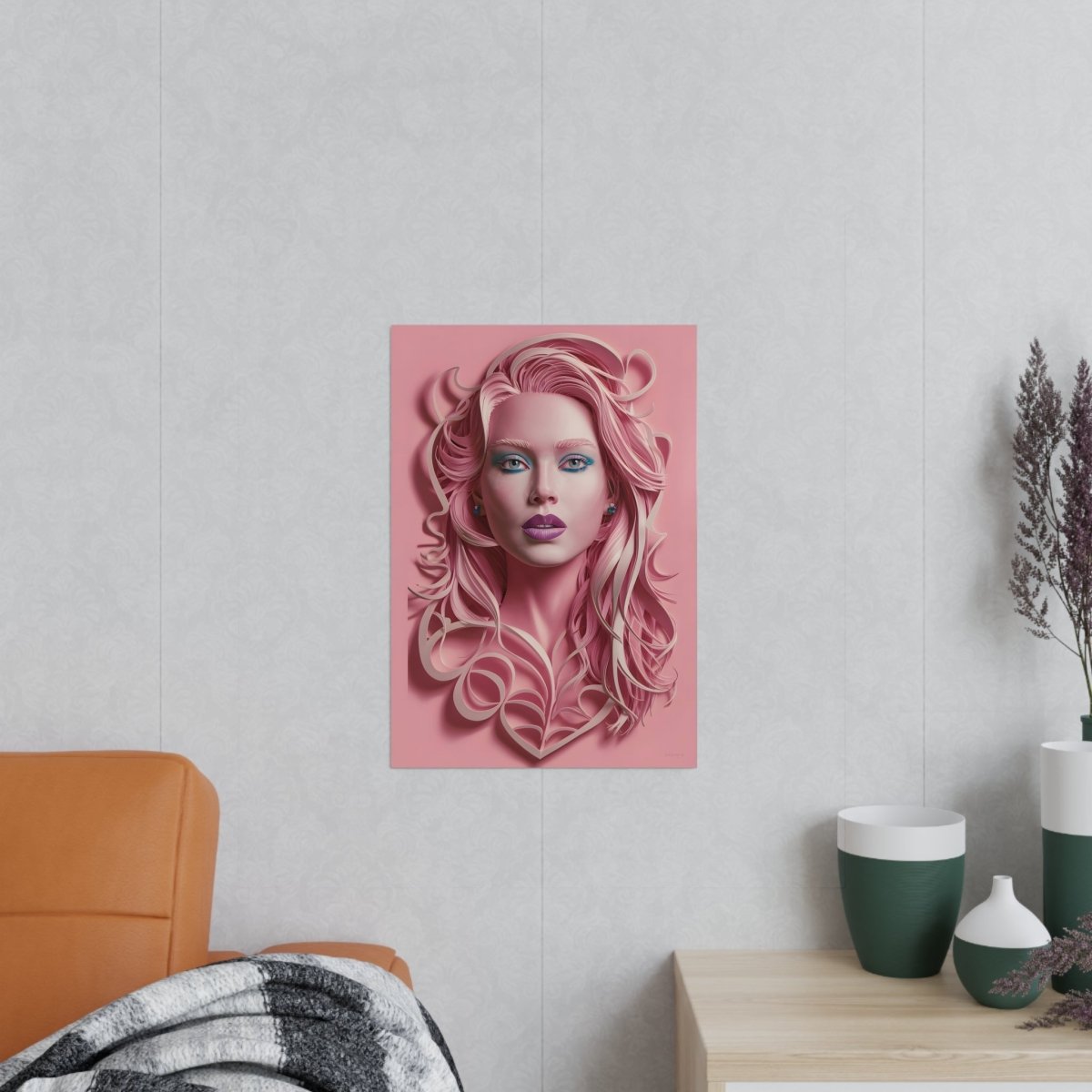 Kunstposter Rosa Schönheit – Modernes Porträt - Poster bei HappyHugPixels