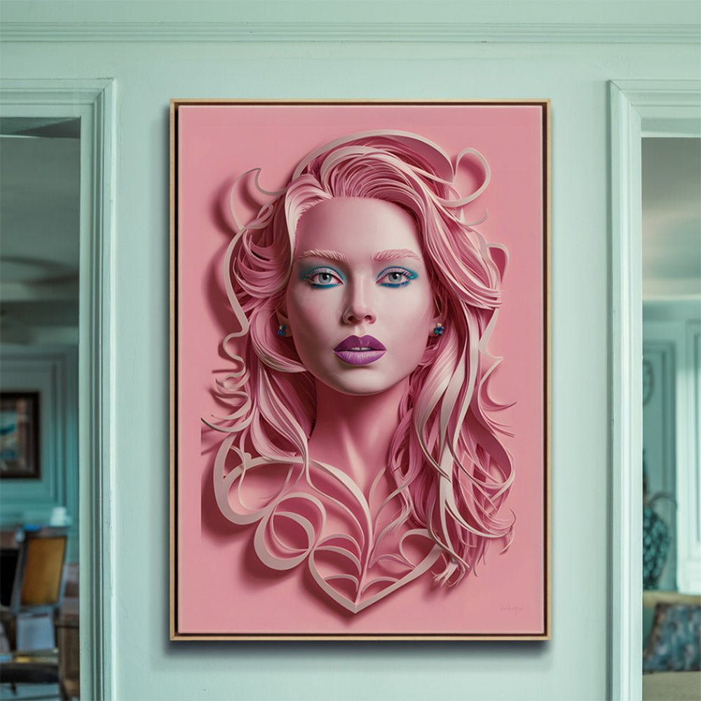 Kunstposter Rosa Schönheit – Modernes Porträt - Poster bei HappyHugPixels