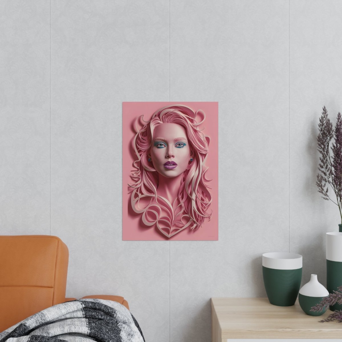 Kunstposter Rosa Schönheit – Modernes Porträt - Poster bei HappyHugPixels