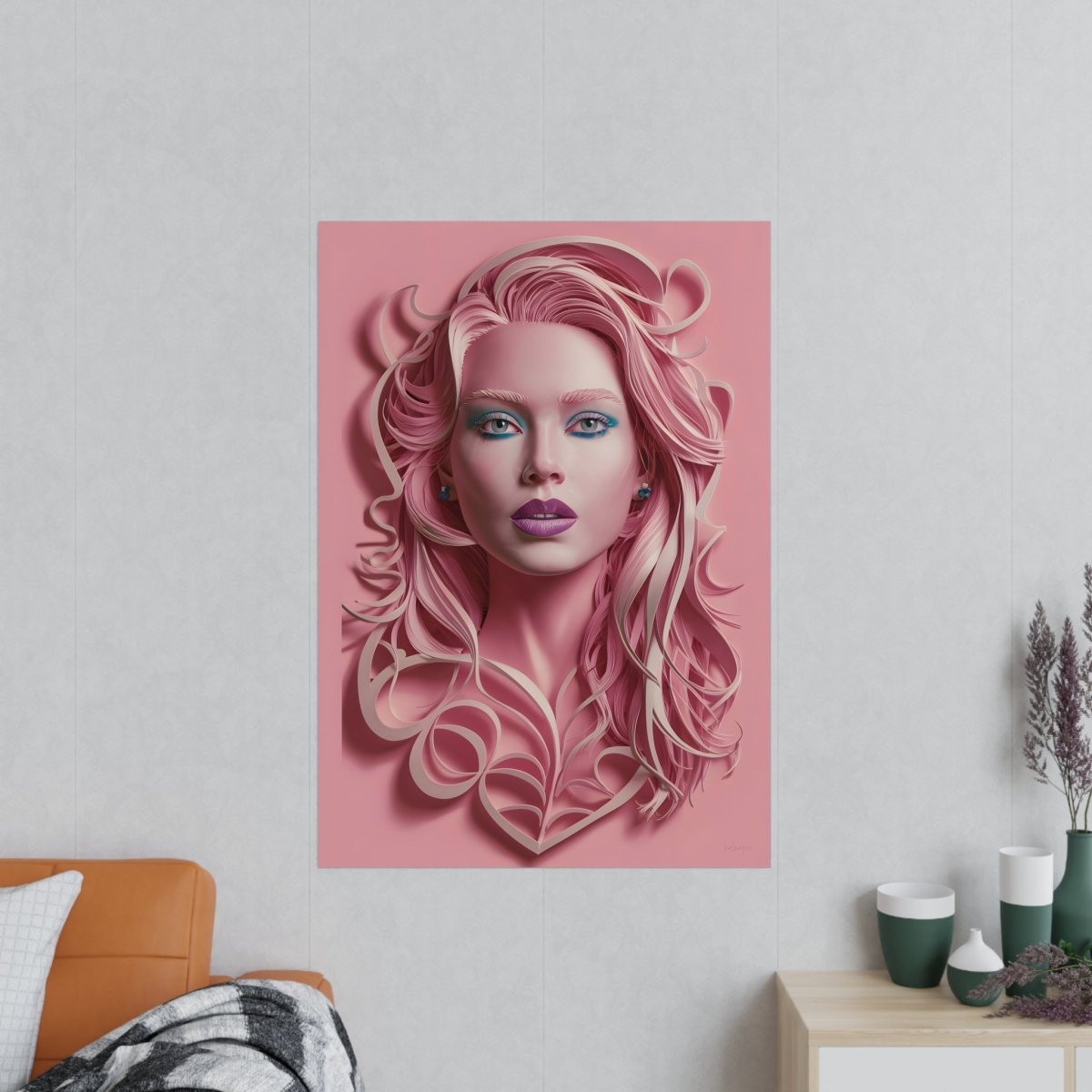 Kunstposter Rosa Schönheit – Modernes Porträt - Poster bei HappyHugPixels