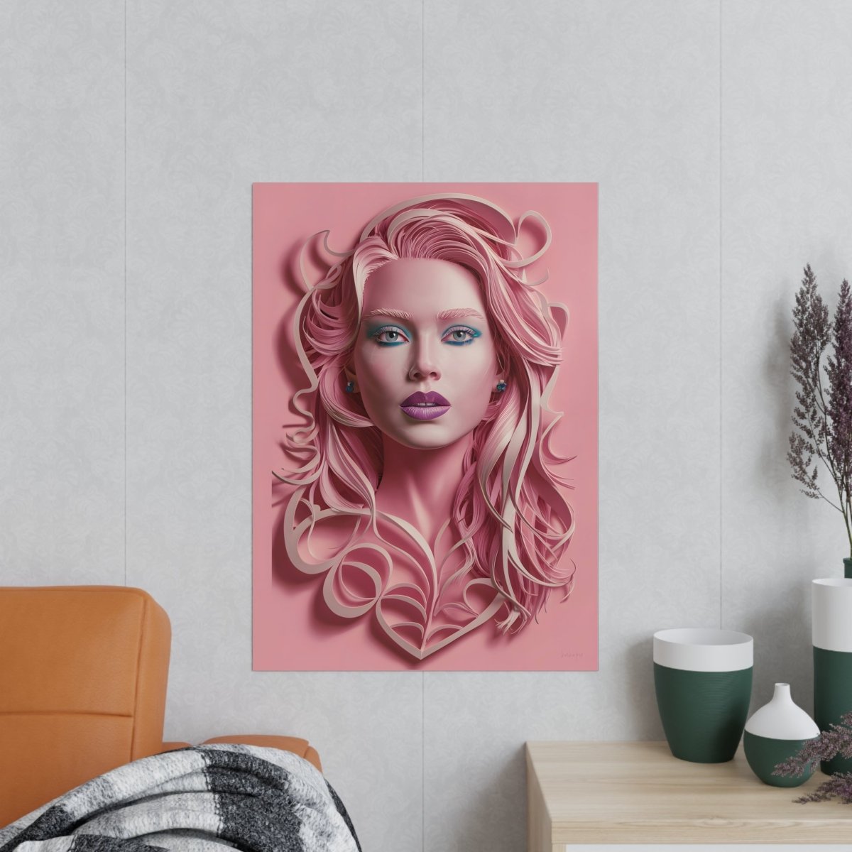 Kunstposter Rosa Schönheit – Modernes Porträt - Poster bei HappyHugPixels