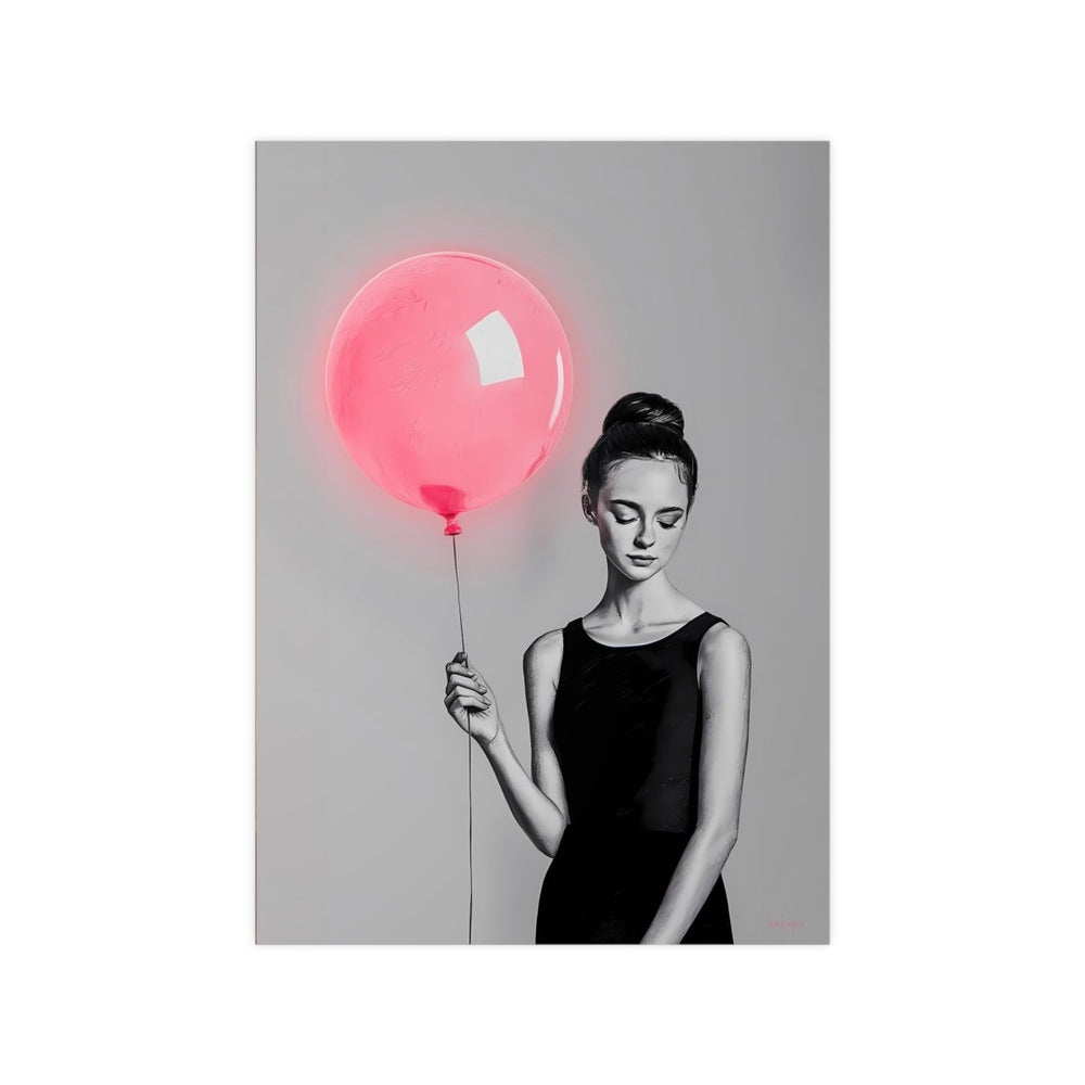 Kunstposter Zeichnung - Elegante Frau mit Ballon - Photopapier - Poster bei HappyHugPixels